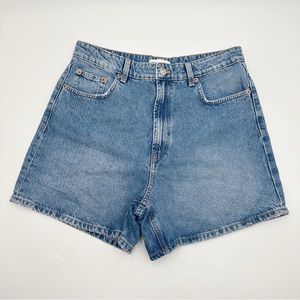 zara retro denim bermuda shorts